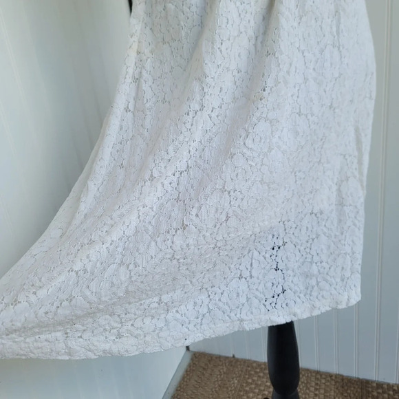 H&M Women's Lace Crochet Skirt A Line Ivory Off White Stretch Elastic Sz 4 - Picture 7 of 8